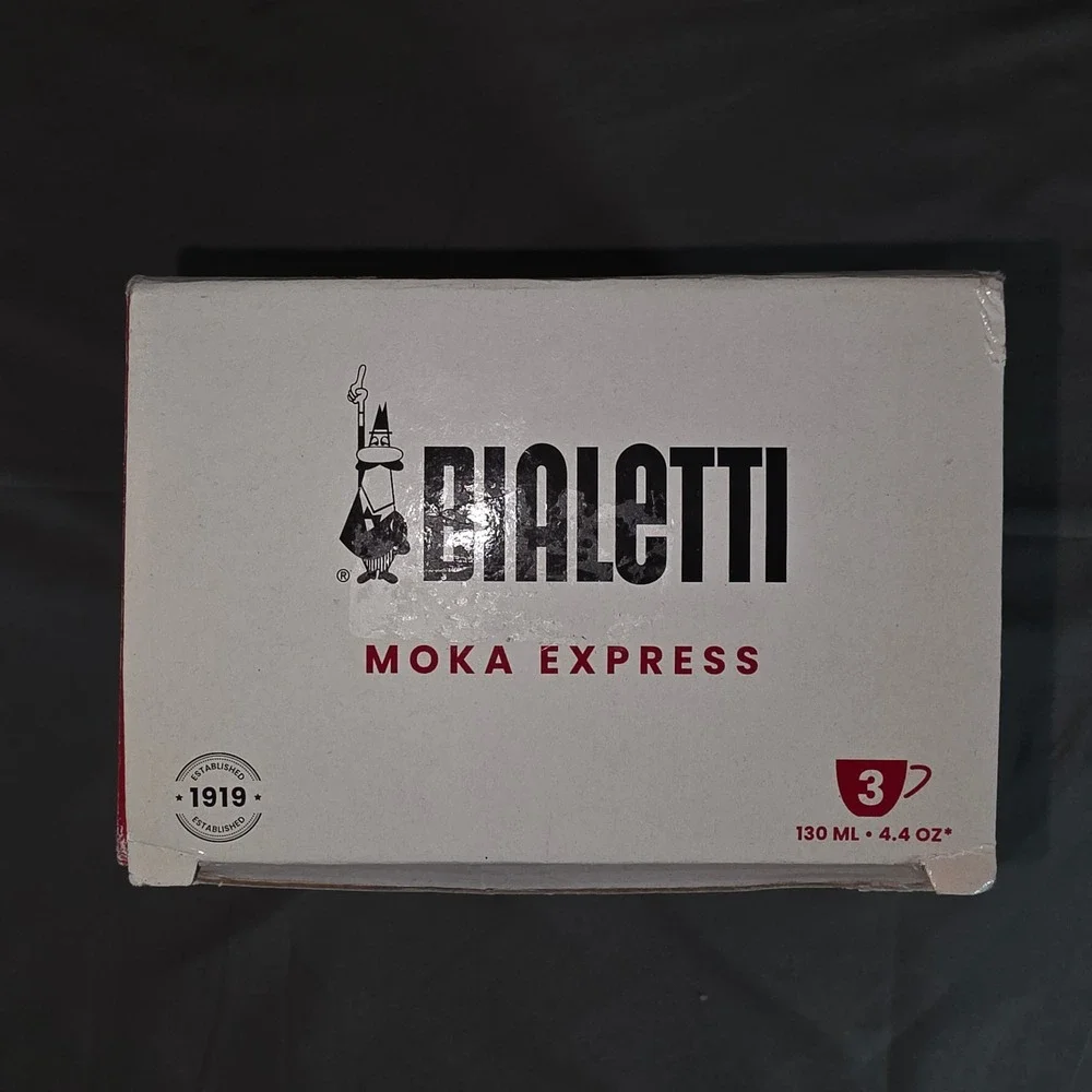 Bialetti Moka Express 3 Cup Stovetop Espresso Maker Silver Aluminum Italy